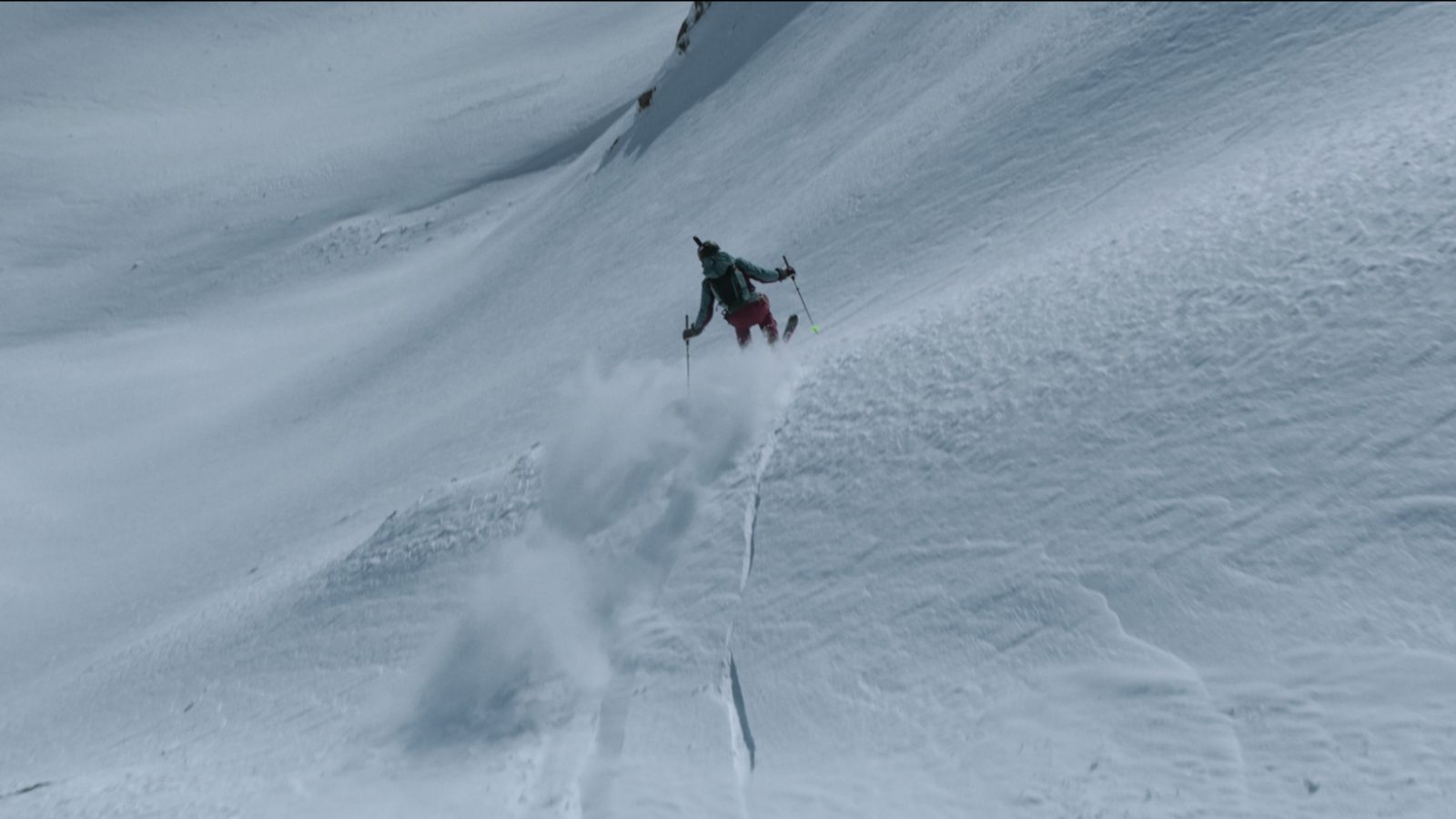 Backcountry descent towards Adishi — untracked slope in Upper Svaneti