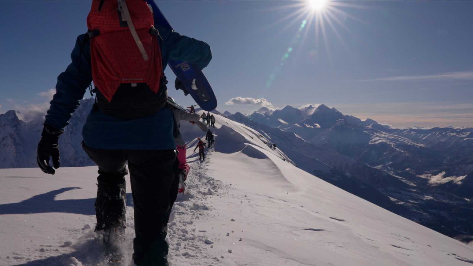 Bootpack to the summit with skis on the pack — Svaneti ski touring