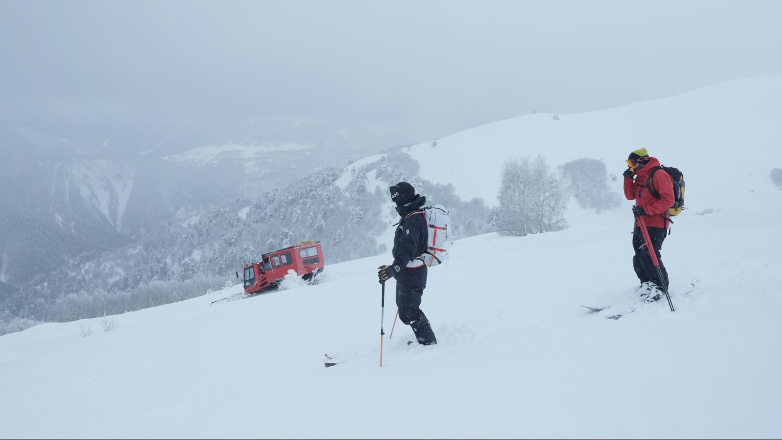 Backcountry skier climbing toward untracked terrain in the Caucasus mountains near Tetnuldi