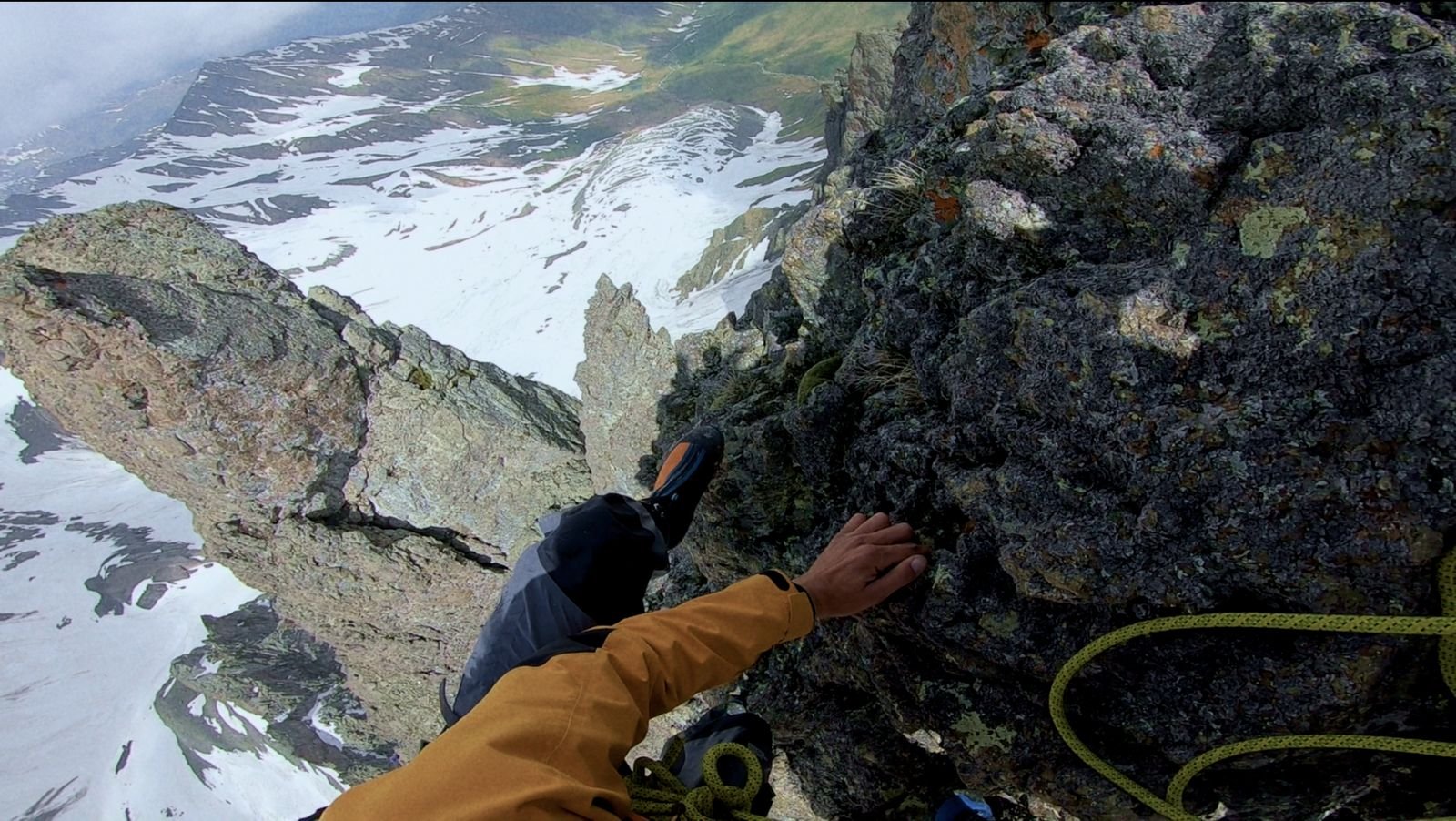 Climber on a rocky ridge in Svaneti