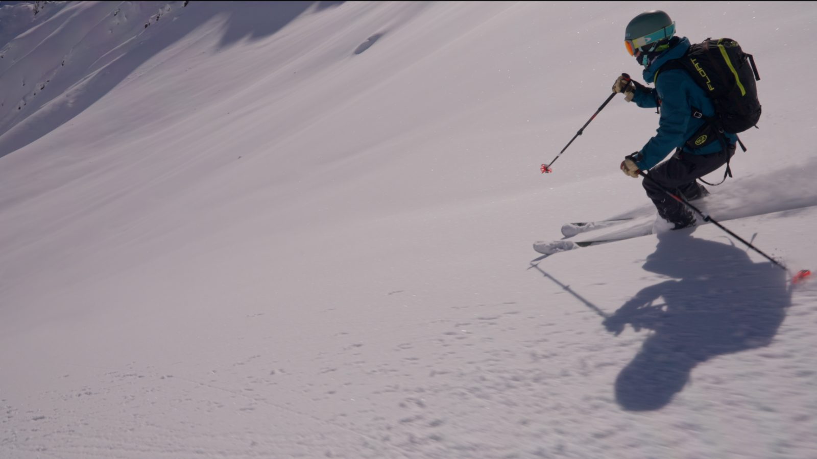 Off-piste line on Mt Tetnuldi — freeride day tour from Mestia