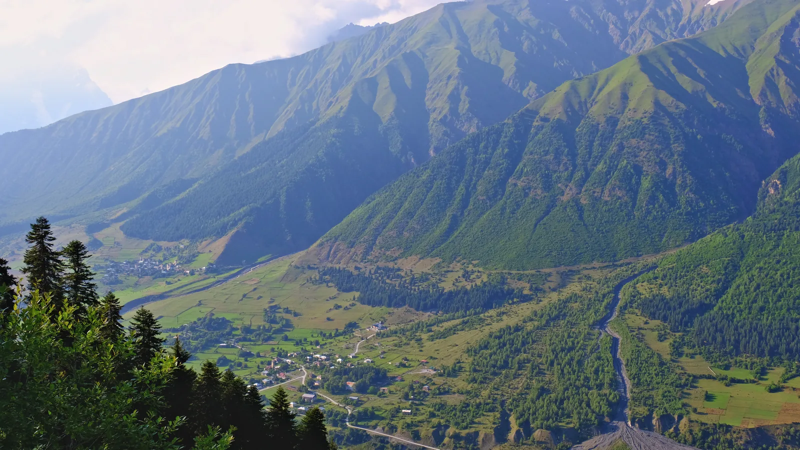 Summer villages and the river in the Mulakhi valley.