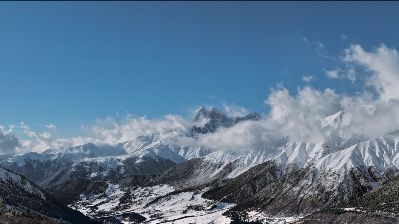 View from Tetnuldi towards Ushba and the Svaneti range
