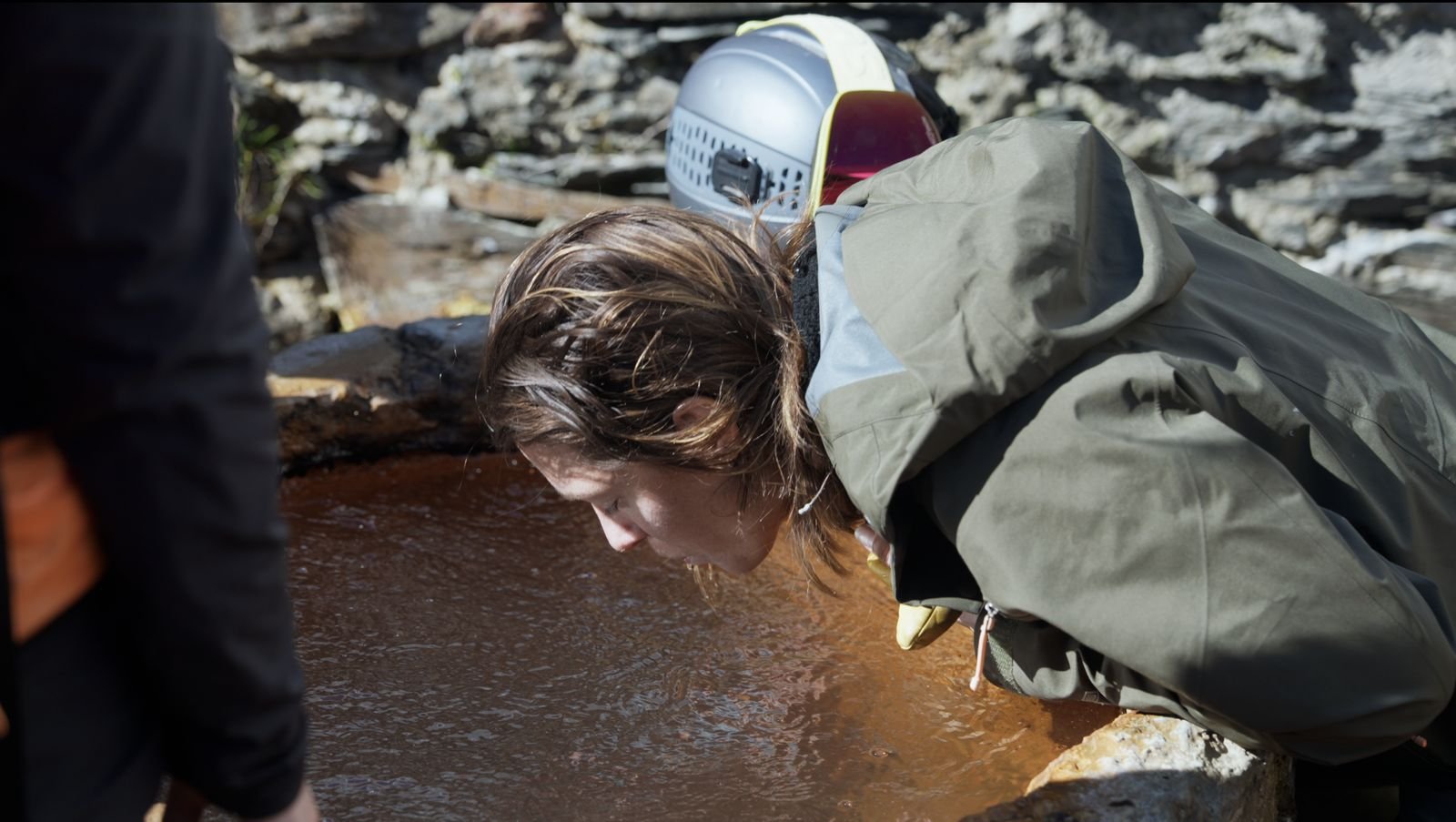 Drinking from a mineral spring in Svaneti