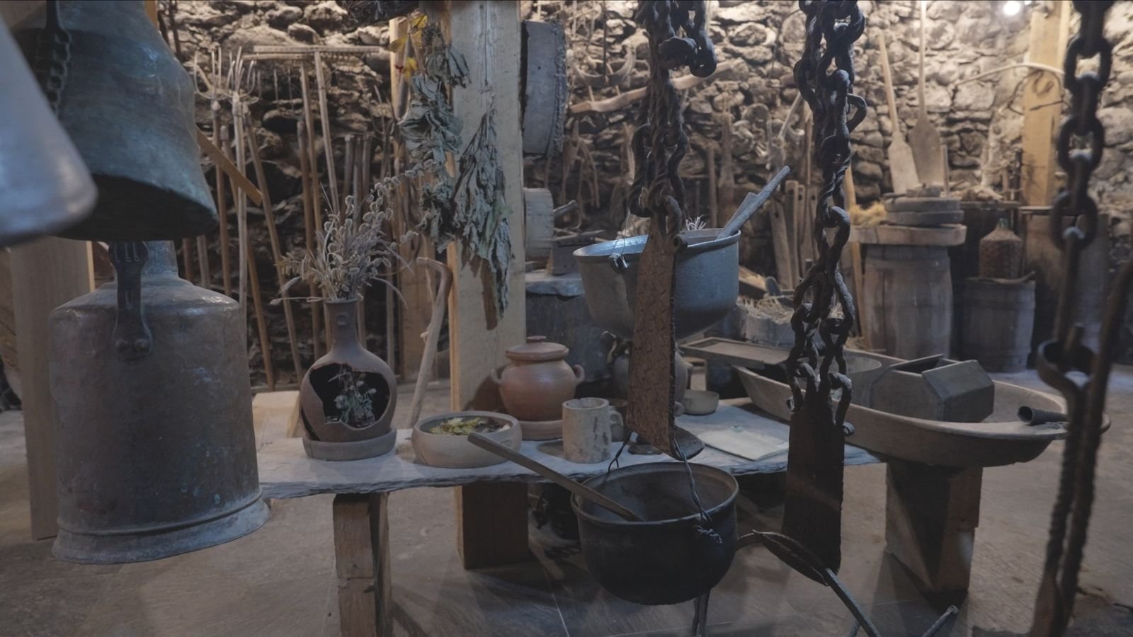 Svan house interior with old tools