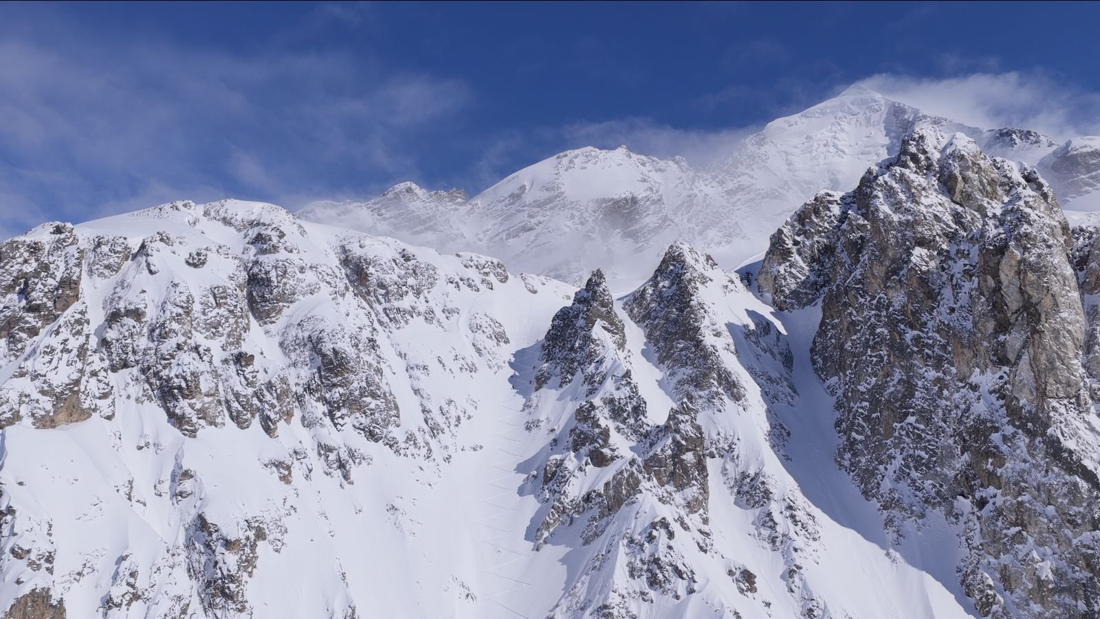Close view of the Caucasus wall above Svaneti
