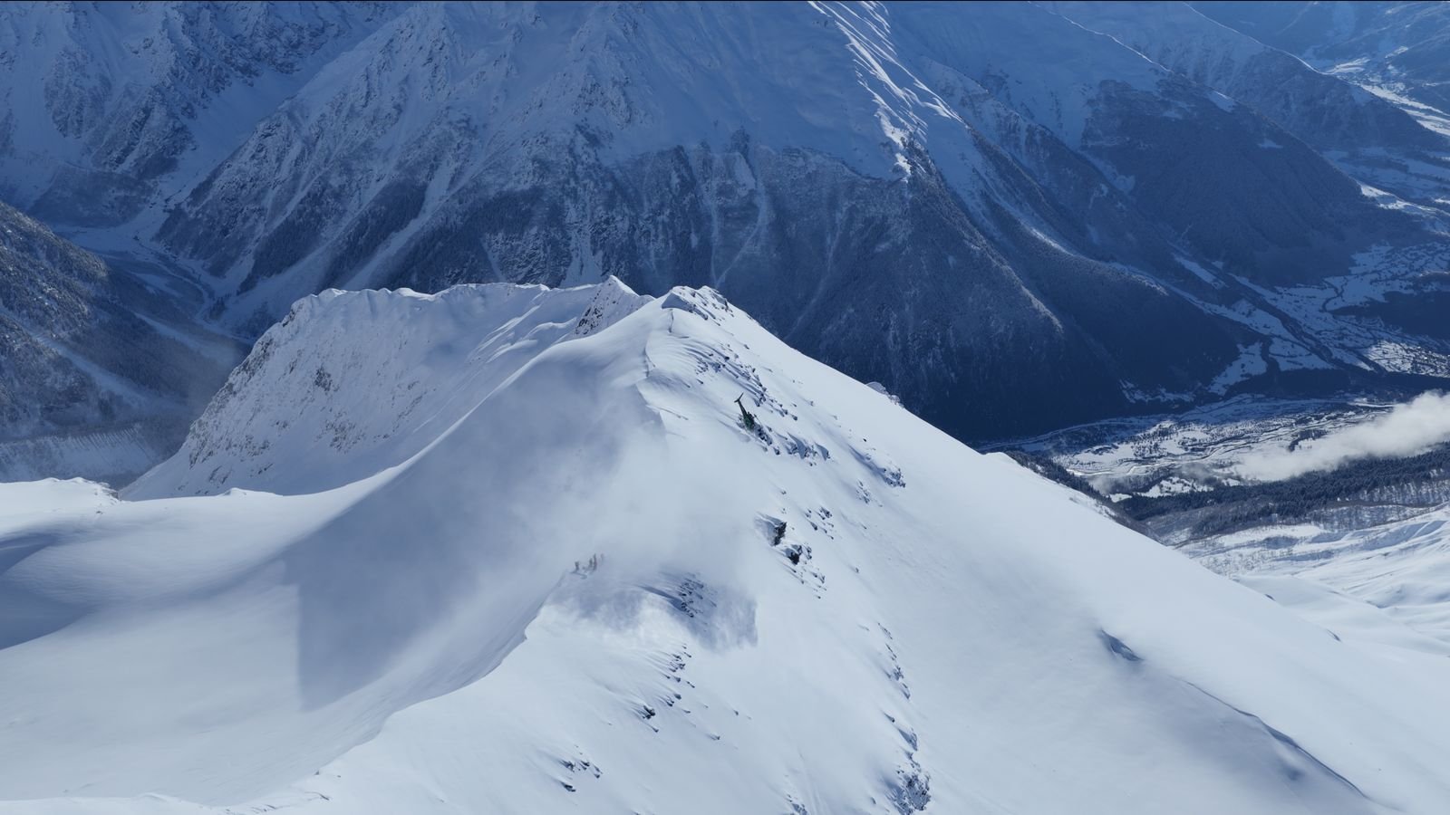 Wind-carved cornice on a ridge