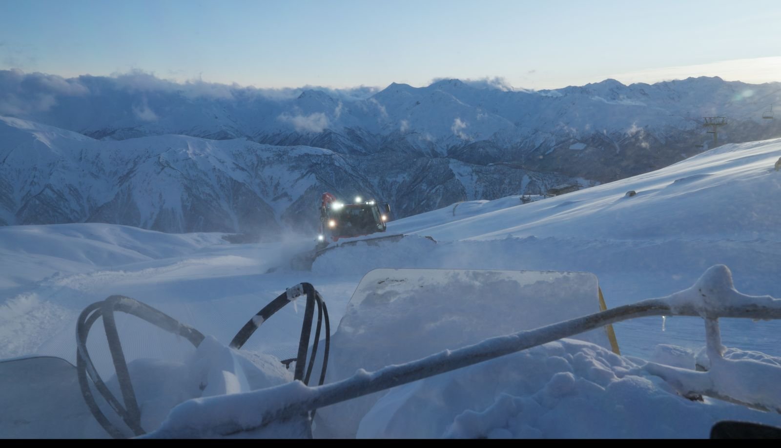 Mount Ushba twin summits above the Becho valley near Mazeri, Svaneti
