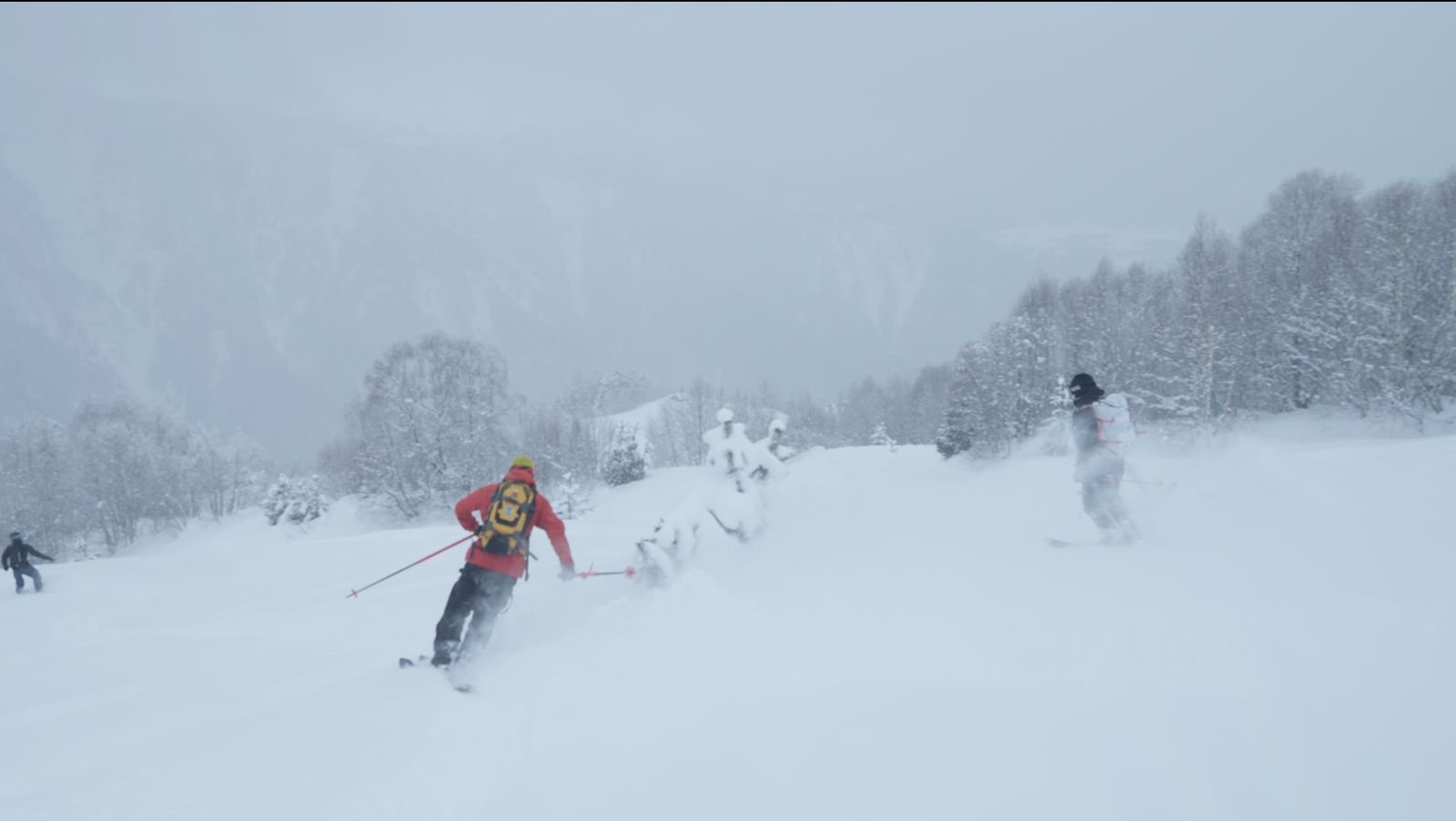 Freeride day in falling snow